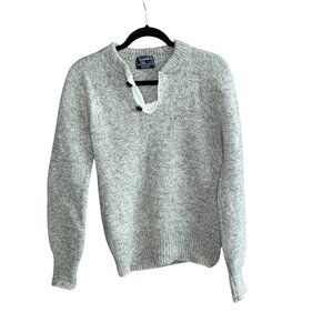 Scottish Isle Men's Oatmeal Heather Henley Wool Blend Sweater Size Medium USA